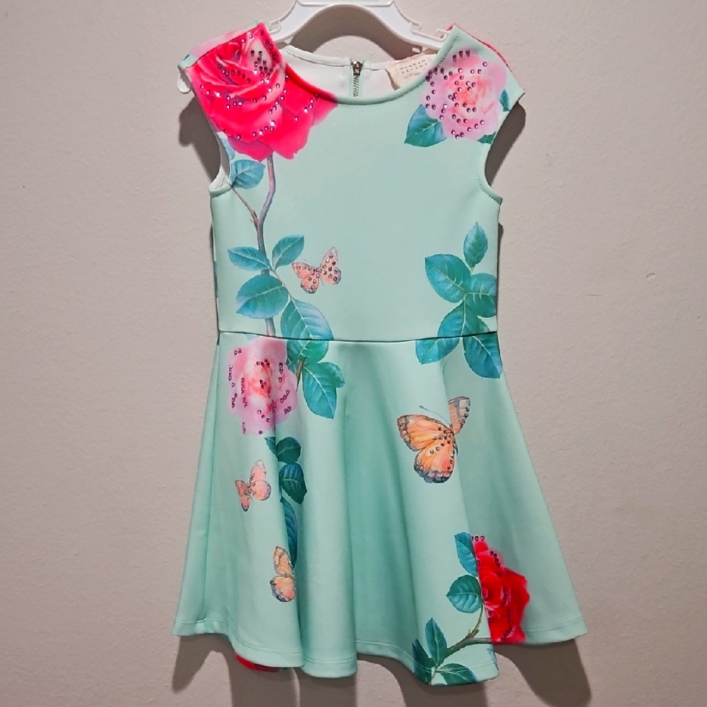 Hannah Banana Floral Mint Green Kids Dress size 5